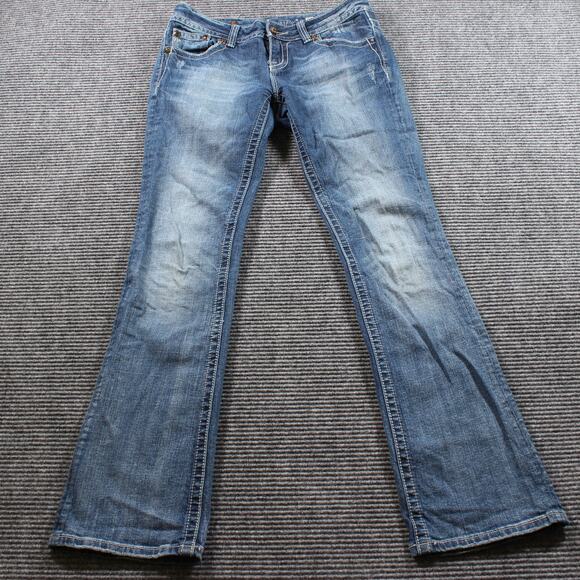 Miss Me Jeans Women's 28x35 Blue Easy Boot Embellished Bling Pockets - Picture 1 of 8